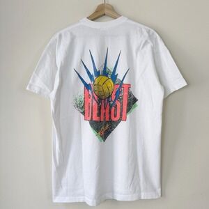 Vintage 90's Bolt Volleyball Sports Art Graphic Single Stitch White Tee Shirt
